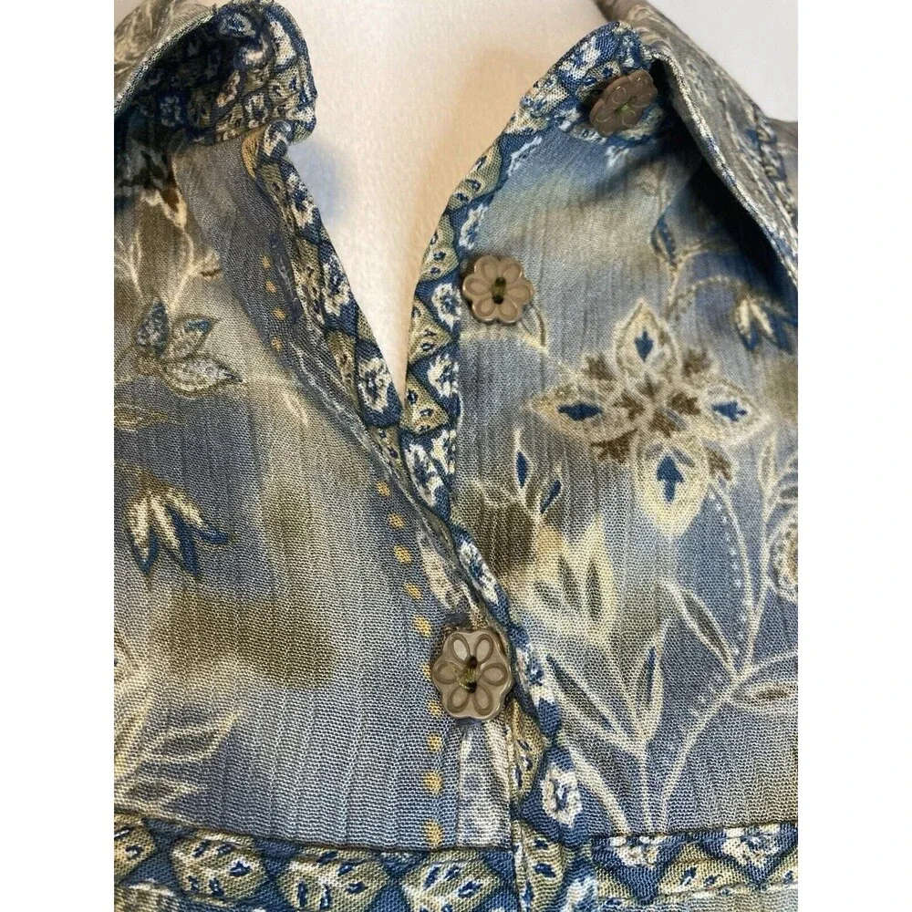 Maxi Skirt Set 3 Piece Womens L Top Blouse Cardigan Vest Skirt Floral Paisley